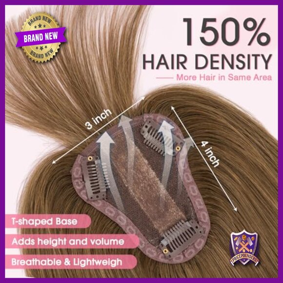 Real Human Hair Topper Clip In Bangs Lace Base 3 Clips 8x10cm main image 6